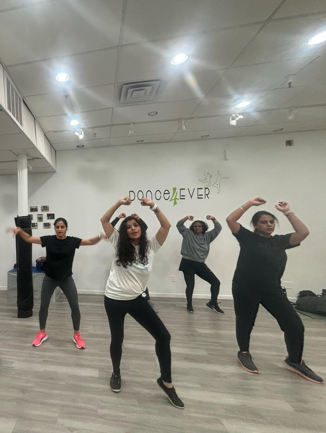Adults in a Bollywood Workout class at the Dance4Ever studio