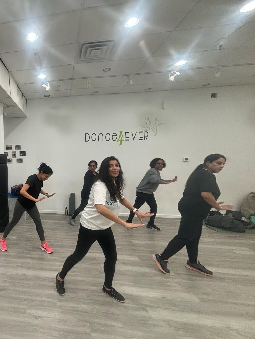 Adults in a Bollywood Workout class at the Dance4Ever studio